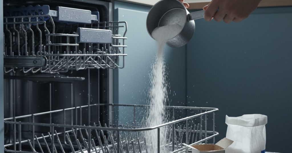 vệ sinh máy rửa bát bằng baking soda