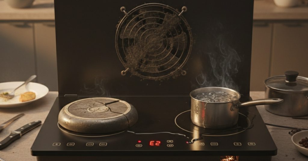 Nguyên nhân phổ biến dẫn đến tình trạng bếp từ hiện e2