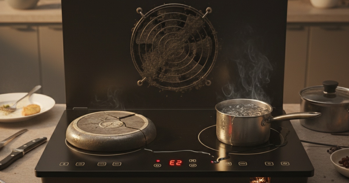 Nguyên nhân phổ biến dẫn đến tình trạng bếp từ hiện e2