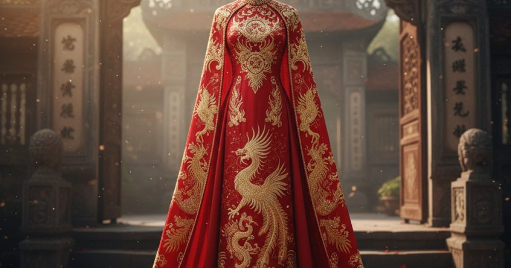 red Vietnamese wedding dress