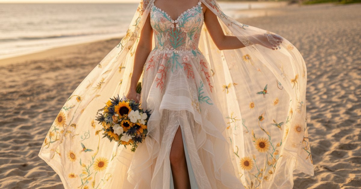 Matching your custom wedding dress design with a summer theme