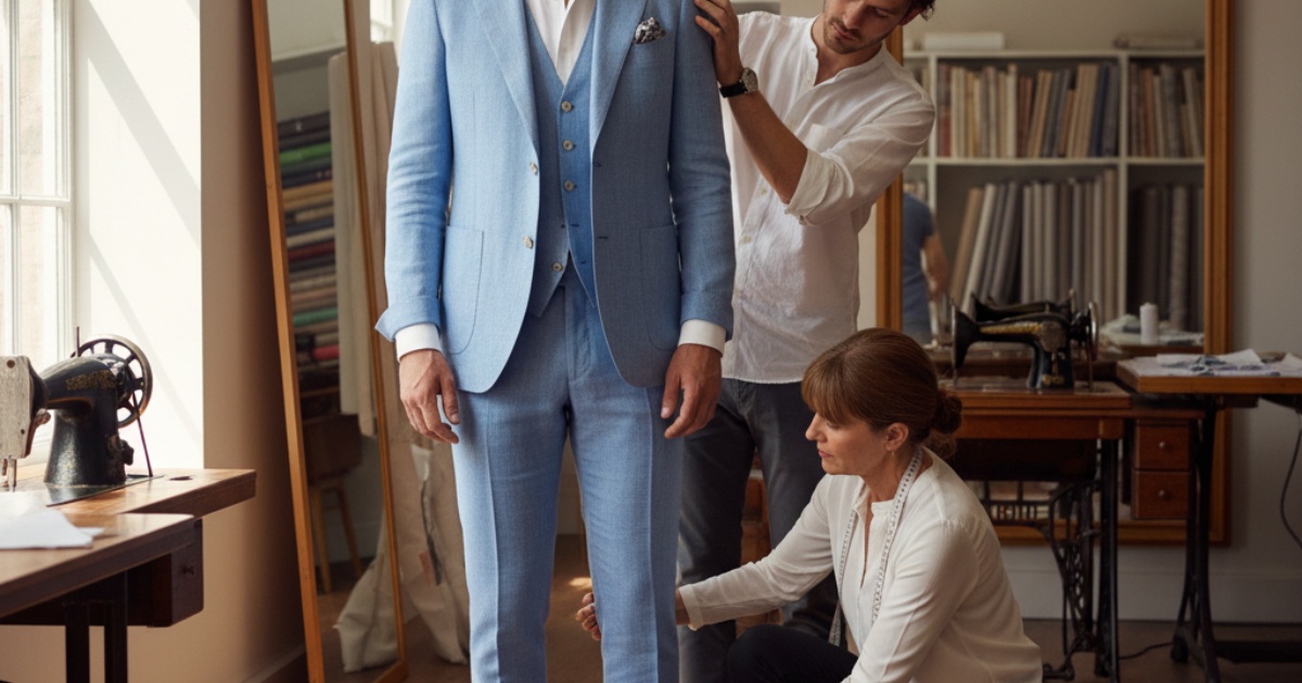 Proper fit and alterations for a summer wedding suit