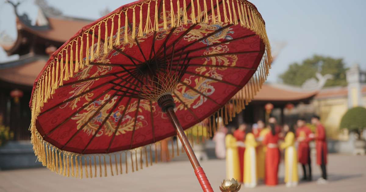 Symbolic Meaning of the Red Vietnamese Wedding Umbrella