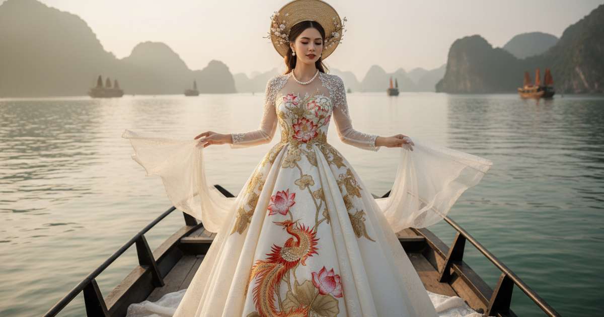 The cultural beauty of a traditional Vietnamese wedding dress