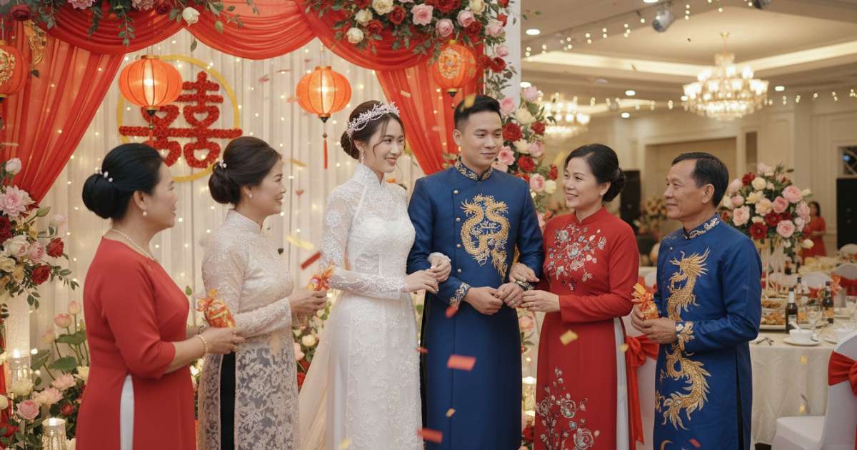 Traditional Vietnamese wedding wishes from family and elders