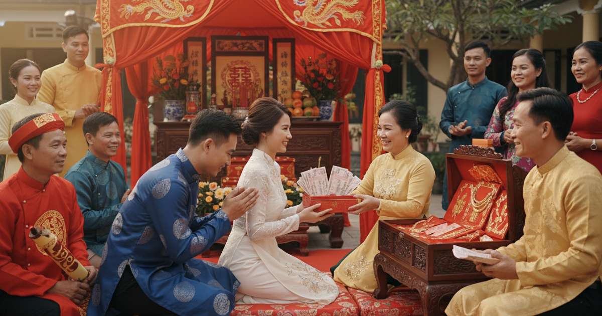 Vietnamese wedding traditions who pays for the Dam Hoi engagement ceremony