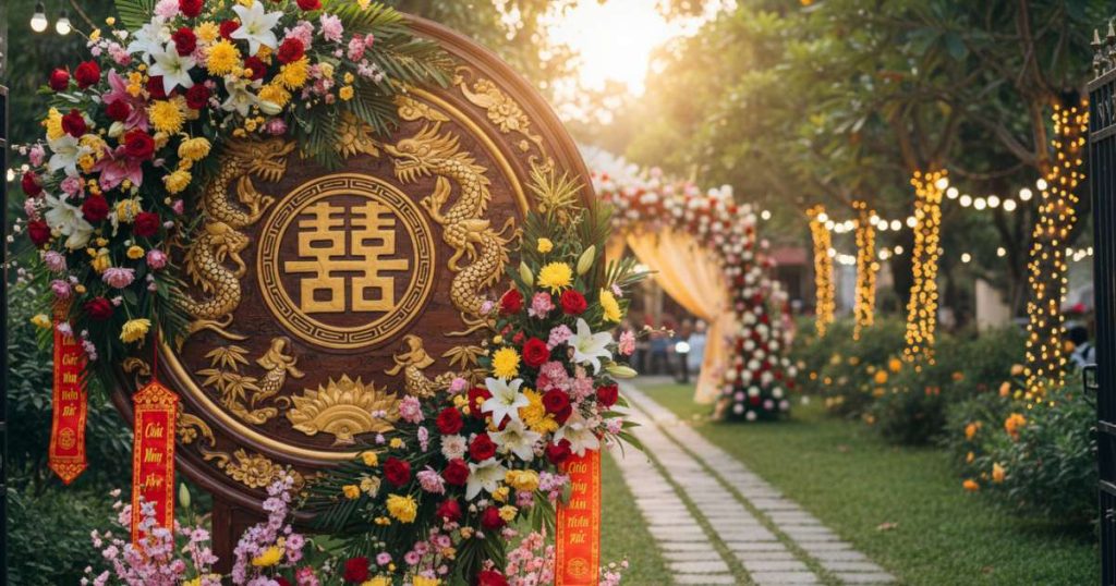 Vietnamese wedding welcome sign
