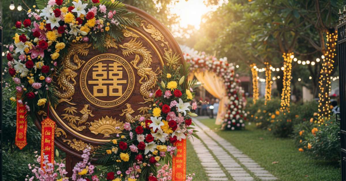 Vietnamese wedding welcome sign
